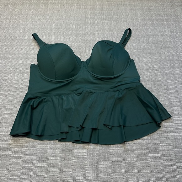 torrid Tops - Torrid Tankini Swimsuit Top‎ Womens 2XL Green Underwire Peplum Swim Plus Size